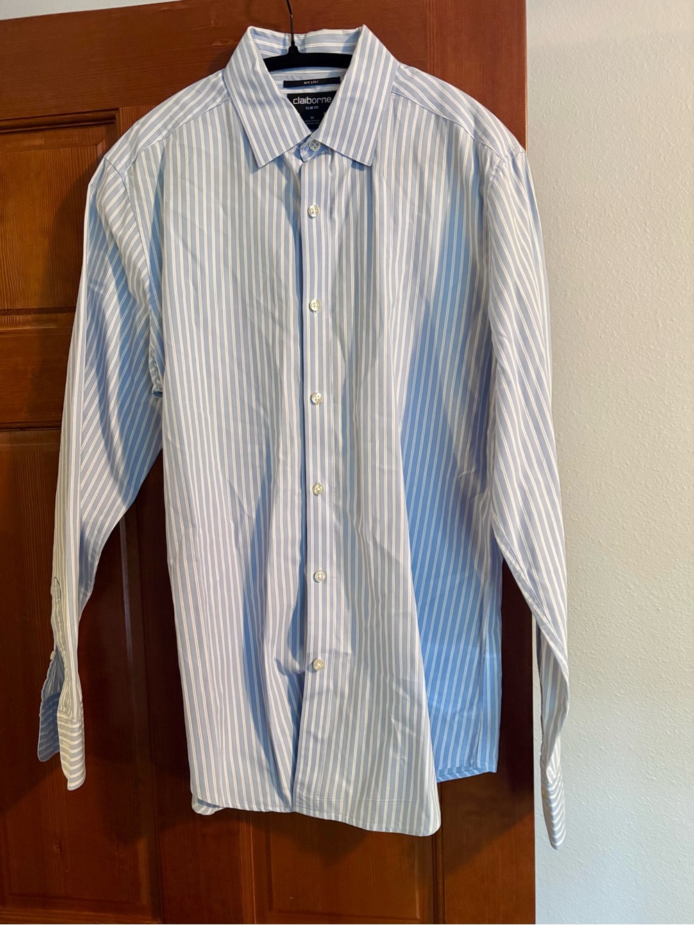 Claiborne Men's Light Blue Stripe Dress Shirt